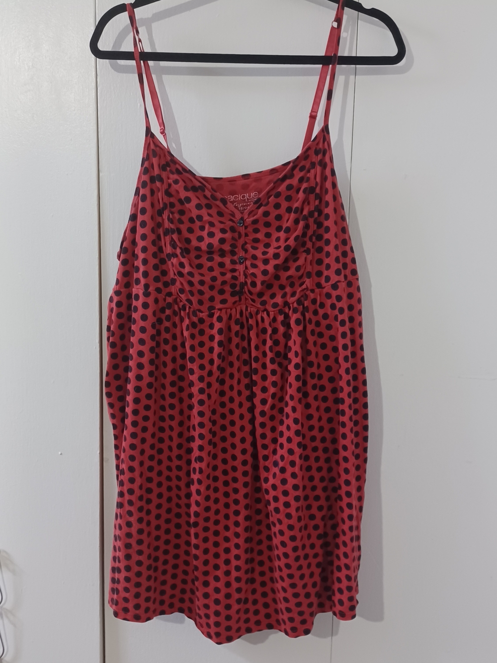 Cacique Red Polka Dot Satin Chemise Slip